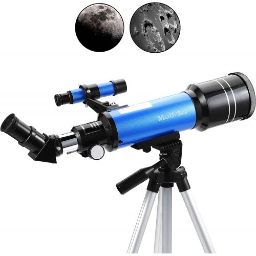  MaxUSee 70mm Refractor Telescope for Kids & Beginners, Travel Telescope with Backpack & Adjustable Tripod for Moon Viewing Bird Watching Sightseeing