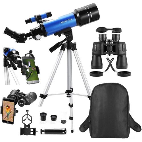  MaxUSee Travel Telescope with Backpack - 70mm Refractor Telescope & 10X50 HD Binoculars Bak4 Prism FMC Lens for Moon Viewing Bird Watching Sightseeing