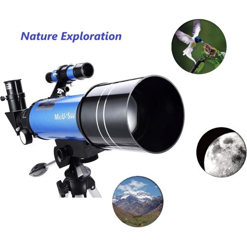  MaxUSee 70mm Telescope for Kids & Astronomy Beginners, Refractor Telescope with Tripod & Finder Scope, Portable Telescope with 4 Magnification eyepieces & Phone Adapter