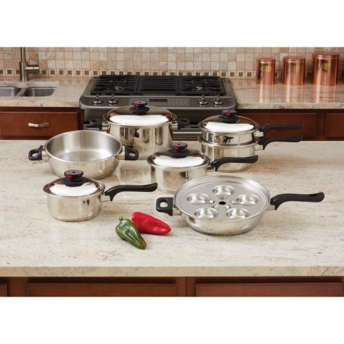  Maxam World s Finest 7-Ply Steam Control 17pc T304 Stainless Steel Cookware Set