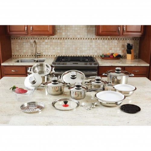  Maxam 28pc 12-element High-quality Heavy-gauge Stainless Steel Cookware Set