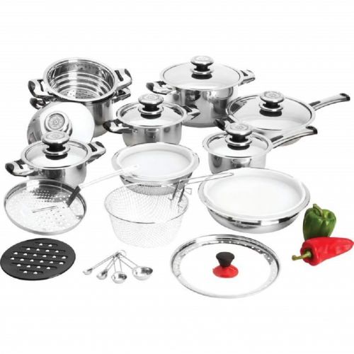  Maxam 28pc 12-element High-quality Heavy-gauge Stainless Steel Cookware Set