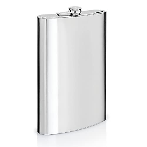  [아마존베스트]Maxam Jumbo Stainless Steel Flask, Dishwasher Safe Extra Large Drinking Flask, Polished Silver, 64 Ounce Capacity (KTFLASK64)