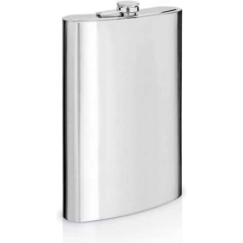  [아마존베스트]Maxam Jumbo Stainless Steel Flask, Dishwasher Safe Extra Large Drinking Flask, Polished Silver, 64 Ounce Capacity (KTFLASK64)