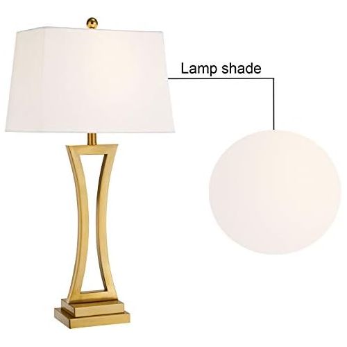  Maxax Table Lamps Set of 2, Gold Metal Nightstand Lamps with White Rectangular Shade for Living Room Bedroom, 3-Way Dimmable 30.75 Bedside Desk Lamp for Home Office Entryway