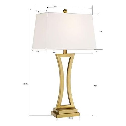  Maxax Table Lamps Set of 2, Gold Metal Nightstand Lamps with White Rectangular Shade for Living Room Bedroom, 3-Way Dimmable 30.75 Bedside Desk Lamp for Home Office Entryway