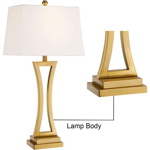  Maxax Table Lamps Set of 2, Gold Metal Nightstand Lamps with White Rectangular Shade for Living Room Bedroom, 3-Way Dimmable 30.75 Bedside Desk Lamp for Home Office Entryway