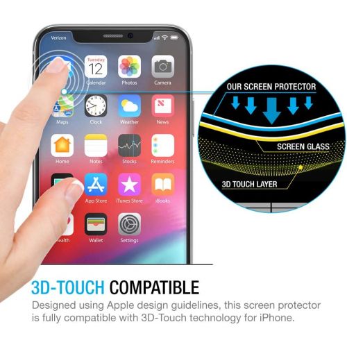  [아마존베스트]Maxboost Screen Protector for Apple iPhone Xs & iPhone X (Clear, 3 Packs) 0.25mm iPhone Xs/X Tempered Glass Screen Protector with Advanced Clarity [3D Touch] Work with Most Case 99