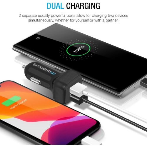  [아마존베스트]Car Charger, Maxboost 4.8A/24W 2 USB Smart Port Charger [Black] For iPhone X 8 7 6S 6 Plus, 5 SE 5S 5 5C, Galaxy S9 S8 S7 S6 Edge, Note 8 4, LG G6 G5 V10 V20, HTC,Nexus 5X 6P,Pixel