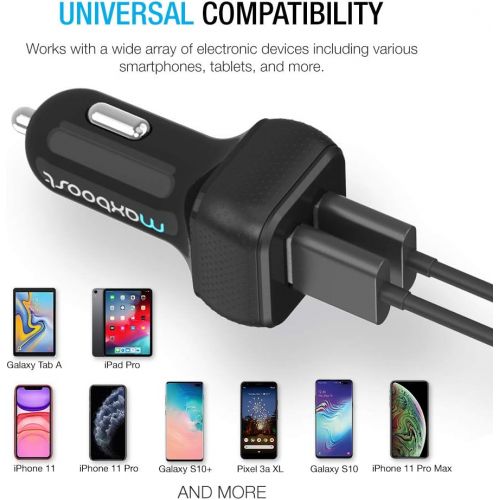  [아마존베스트]Car Charger, Maxboost 4.8A/24W 2 USB Smart Port Charger [Black] For iPhone X 8 7 6S 6 Plus, 5 SE 5S 5 5C, Galaxy S9 S8 S7 S6 Edge, Note 8 4, LG G6 G5 V10 V20, HTC,Nexus 5X 6P,Pixel