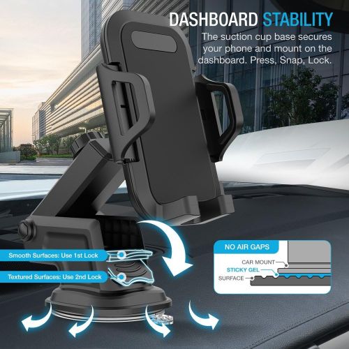  [아마존베스트]Maxboost DuraHold Series Car Phone Mount for iPhone Xs Max XR X 8 7 6s Plus SE,Galaxy S10 5G S10+ S10e S9 S8 Edge,Note 9,LG G8,Pixel,HTC[Washable Strong Sticky Gel Pad/Extendable H