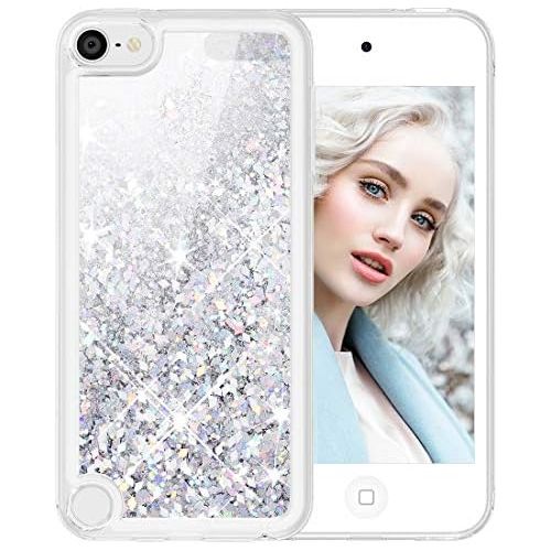  [아마존베스트]Maxdara Glitter iPod Touch 5 6 7 Case, iPod 5th 6th 7th Generation Case for Girls ChildrenLiquid Bling Sparkle Pretty Case for iPod Touch 5th 6th 7th Generation (Silver)