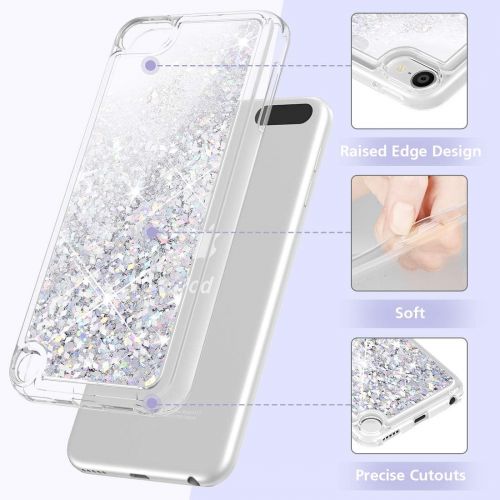  [아마존베스트]Maxdara Glitter iPod Touch 5 6 7 Case, iPod 5th 6th 7th Generation Case for Girls ChildrenLiquid Bling Sparkle Pretty Case for iPod Touch 5th 6th 7th Generation (Silver)