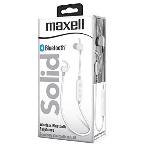  Maxell Noise Isolating Bluetooth Wireless Earfin Earbuds with Microphone, Lightweight and Designed for Comfort While Running, Jogging, Lifting, 4+ Hours of Battery Life, White (199