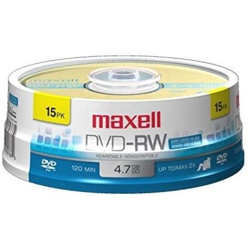  [아마존베스트]Maxell 635117 Rewritable Recording Format 4.7Gb DVD-RW Disc Playback on DVD Drive or Player and Archive High Capacity Files