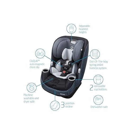  Maxi-Cosi Pria Max All-in-One Convertible Car Seat, Tetra Graphite - PureCosi