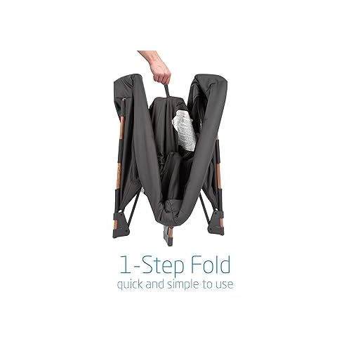  Maxi-Cosi Swift Lightweight Portable Playard, 1-Step Fold PlaypenWith Travel Bag, 2-Stage Mattress for Newborn to Toddlers, Essential Graphite