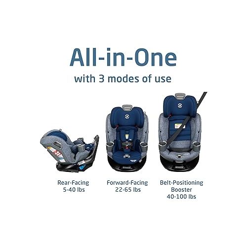  Maxi-Cosi Emme 360 Car Seat: Rotating Car Seat 360, All-in-One Convertible, Car Seat 360 Rotation, Swivel Car Seat in Navy Wonder