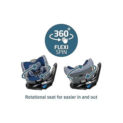  Maxi-Cosi Emme 360 Car Seat: Rotating Car Seat 360, All-in-One Convertible, Car Seat 360 Rotation, Swivel Car Seat in Navy Wonder