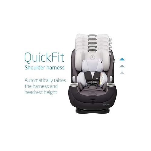  Maxi-Cosi Pria All-in-One Convertible Car Seat, rear-facing, from 4-40 pounds; forward-facing to 65 pounds; and up to 100 pounds in booster mode, Blackened Pearl