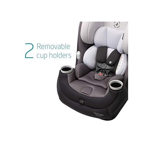  Maxi-Cosi Pria All-in-One Convertible Car Seat, rear-facing, from 4-40 pounds; forward-facing to 65 pounds; and up to 100 pounds in booster mode, Blackened Pearl
