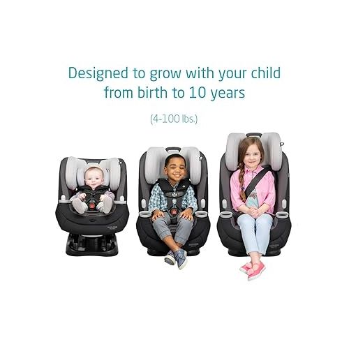  Maxi-Cosi Pria All-in-One Convertible Car Seat, rear-facing, from 4-40 pounds; forward-facing to 65 pounds; and up to 100 pounds in booster mode, Blackened Pearl