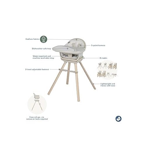  Maxi-Cosi Moa 8-in-1 Highchair, Classic Oat