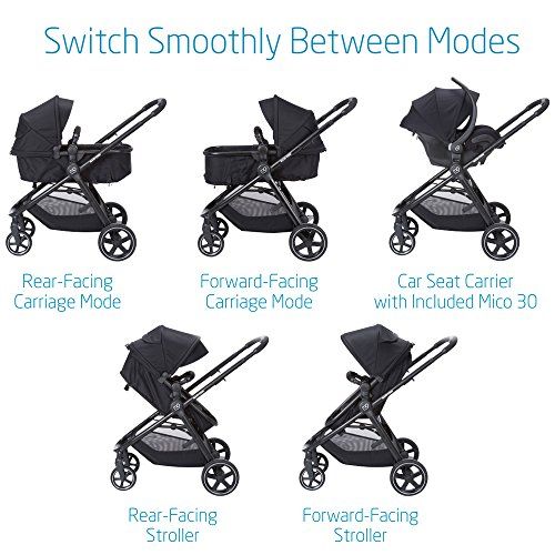  Maxi-Cosi Zelia 5-in-1 Modular Travel System - Stroller and Mico 30 Infant Car Seat Set, Night Black