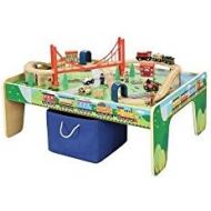 Maxim Railroad Wooden Activity Table with 50 Pc Train Set Compatible with Thomas the Train