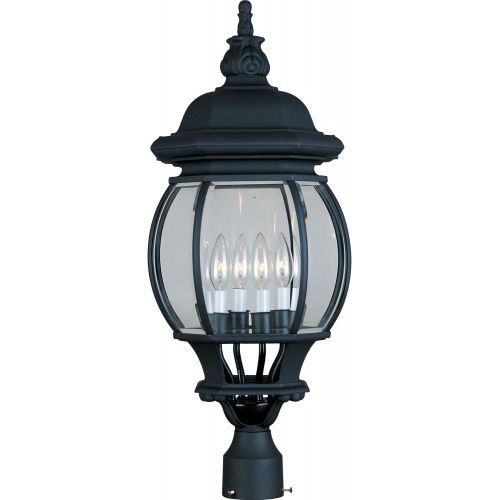  Maxim Lighting Maxim 1038BK Crown Hill 4-Light Outdoor PolePost Lantern, Black Finish, Clear Glass, CA Incandescent Incandescent Bulb , 60W Max., Dry Safety Rating, Standard Dimmable, Frosted Gl