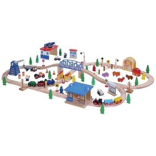  Maxim Enterprise INC Maxim Enterprise Inc Wooden Train Set, 100-Piece