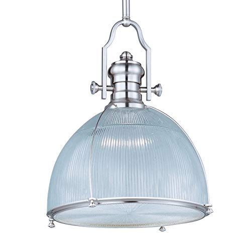  Maxim Lighting Maxim 25004CLSN Hi-Bay 1-Light Pendant, Satin Nickel Finish, Clear Halophane Glass, MB Incandescent Incandescent Bulb , 100W Max., Dry Safety Rating, Standard Dimmable, Glass Shade