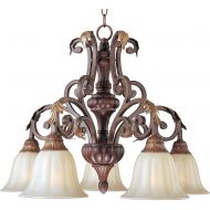 Maxim Lighting Maxim 13564CFAF Augusta 5-Light Chandelier, Auburn Florentine Finish, Cafe Glass, MB Incandescent Bulb , 40W Max., Dry Safety Rating, 2900K Color Temp, Standard Dimmable, Glass Sha