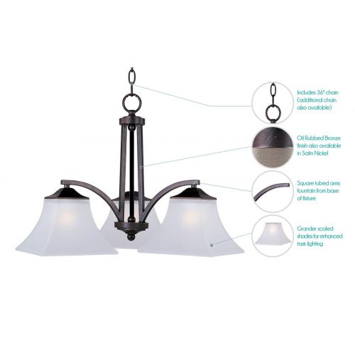  Maxim Lighting Maxim 20094FTOI Aurora 3-Light Chandelier, Oil Rubbed Bronze Finish, Frosted Glass, MB Incandescent Incandescent Bulb , 60W Max., Dry Safety Rating, Standard Dimmable, Metal Shade