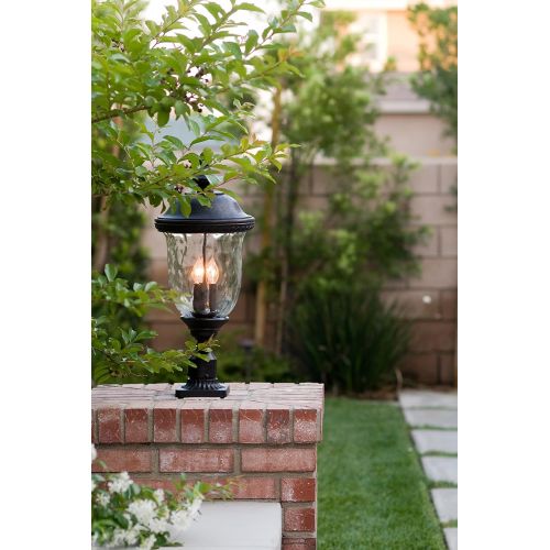  Maxim Lighting Maxim 3420WGOB Carriage House DC 3-LT Outdoor Pole/Post Lantern, Oriental Bronze Finish, Water Glass Glass, CA Incandescent Incandescent Bulb , 60W Max., Damp Safety Rating, Standa