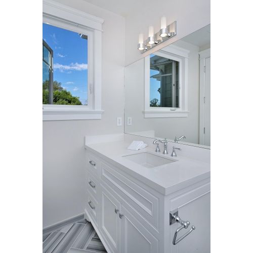  Maxim Lighting Maxim 23073CLFTPC Silo 3-Light Bath Vanity, Polished Chrome Finish, Clear/Frosted Glass, G9 Frost Xenon Xenon Bulb , 100W Max., Dry Safety Rating, 2700K Color Temp, Standard Dimmab