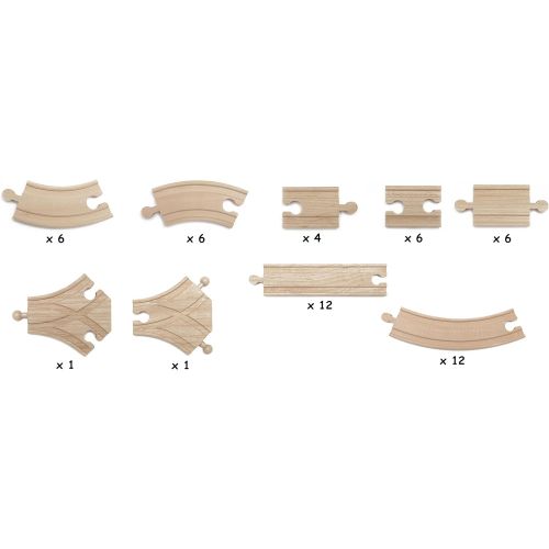  Maxim enterprise, inc. Maxim Enterprise Expansion Wooden Train Track Pack - Thomas & Friends/BRIO Compatible (54-Piece)