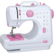 Mini Sewing Machine for Beginner, Portable Sewing Machine,12 Built-in Stitches Small Sewing Machine Double Threads and Two Speed Multi-function Mending Machine with Foot Pedal for Kids, Women (PINK)