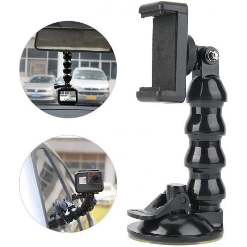  Maxmartt Gopro Suction Cup Mount,Suction Cup Camera Windscreen Mount Flexible Neck Bracket with Mobile Phone Clip for Gopro