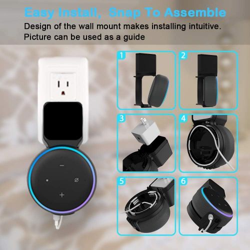  Maxonar Alexa Wall Mount Holder, Outlet Wall Mount Stand for Dot 3rd Generation, Clever Smart Speakers Accessories with Built-in Cable Management Hide Messy Wires