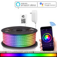 LED Strip Lights Compatible with Alexa, Maxonar Wifi LED Light Strip Kit with RGB Multicolor Waterproof IP65 Strip Light Wireless Smart Phone Controlled DIY Kit Works Amazon echo G