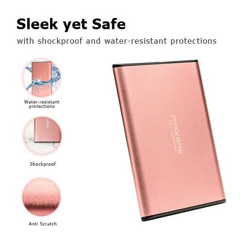  Maxone 320GB Ultra Slim Portable External Hard Drive HDD USB 3.0 for PC, Mac, Laptop, PS4, Xbox one - Rose Pink