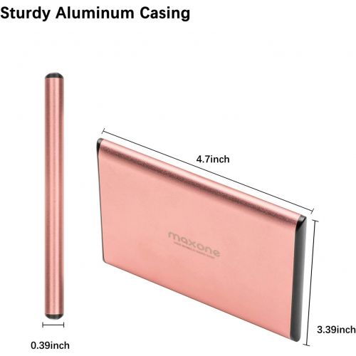  Maxone 250GB Ultra Slim Portable External Hard Drive HDD USB 3.0 for PC, Mac, Laptop, PS4, Xbox one - Rose Pink