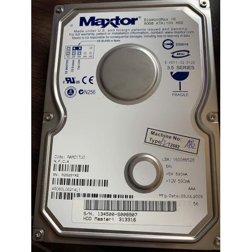  Maxtor DiamondMax 16 4R080L0 80 GB 5400 rpm IDE ATA/133 2MB Cache 3.5 Internal Hard Drive