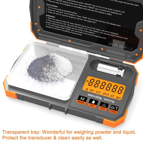  [아마존베스트]Maxus Pocket Scale with Tray 200 x 0.01g High Precesion Gram Scale Arrow Scale Jewelery Coin Scale 50g Calibration Weight USB Cable Included Read in Gram Grain Carat Pennyweigh oz ozt