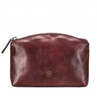 Maxwell Scott Bags Maxwell Scott Womens Handcrafted Leather Makeup Bag - Chia Wine