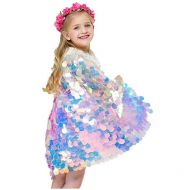 MaxxCloud Girls Glitz Halloween Cape Bling Costume Glitter Flower Girl Dress Princess Sequins Cloak Spangle Robes