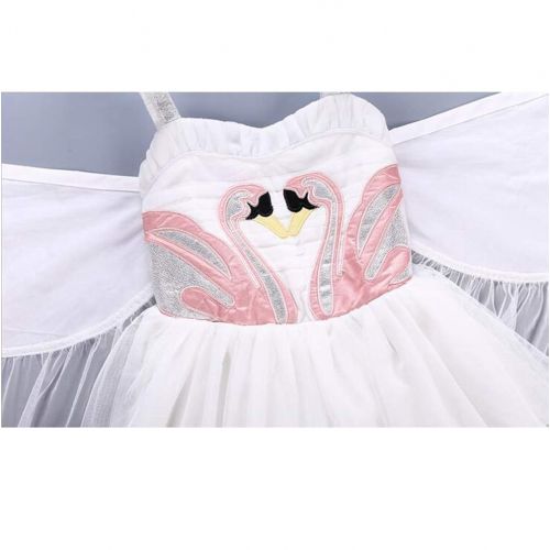  MaxxCloud Girls Flamingo Costume Pageant Princess Party Tutu Dress with Angel Wings and Pink Crown Headwear