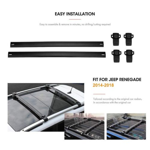  MaxxHaul ALAVENTE Roof Rack Cross Bars for Jeep Renegade 2014-2018 with Side Rails (Pair, Black)