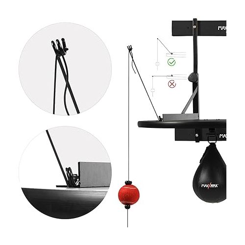  MaxxMMA Heavy Duty Adjustable Speed Bag Platform Training Kit+Speed Punching Ball+Fitness Reaction Ball,Adjustable Wall Mount Fitness Frame Equipment for Home Sports,Adults Boxers,Training,Boxing